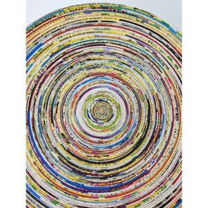 Handmade Magazine Recycled Round Paper Bowl Folk Art